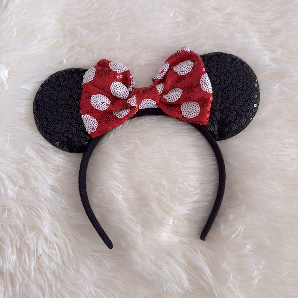 Minnie Mouse Bow Sequin Ear Headband